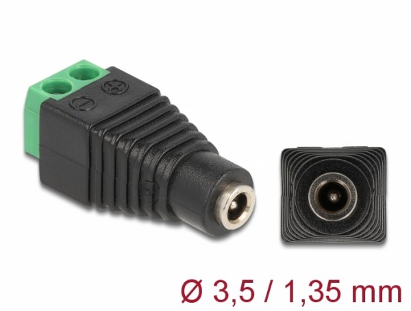 Adapter DC 1,35 x 3,5 mm Buchse > Terminalblock 2 Pin, Delock® [66730]