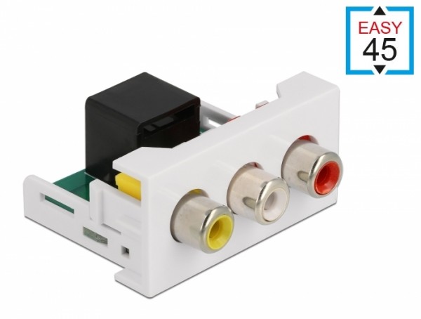 Easy 45 Modul 3 x Cinch Buchse zu RJ45 Buchse 22,5 x 45 mm, Delock® [81342]