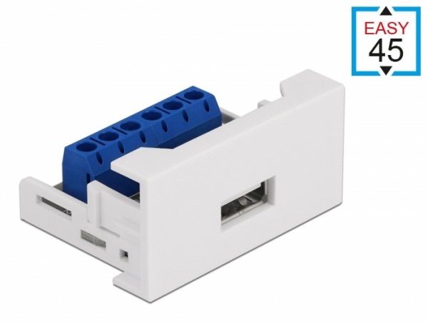 Easy 45 Modul USB 2.0 Typ-A Buchse zu Terminalblock 22,5 x 45 mm, Delock® [81343]