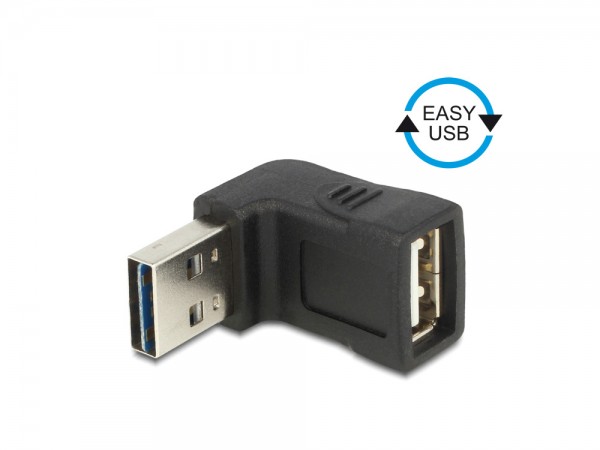 Adapter EASY-USB 2.0 A Stecker an USB 2.0 A Buchse gewinkelt oben / unten, Delock® [65521]