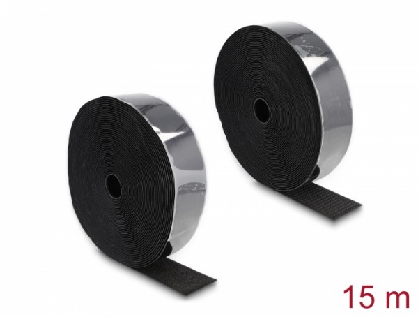 Strapazierfähiges Klettband selbstklebend mit Haft- und Flauschband L 15 m x B 50 mm schwarz, Delock® [20860]