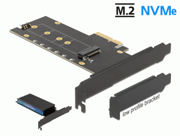 PCI Express x4 Karte zu 1 x intern NVMe M.2 Key M mit Kühlkörper und RGB LED Beleuchtung - Low Profile Formfaktor, Delock® [89013]