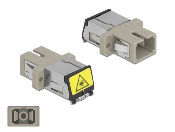 LWL Kupplung mit Laserschutzklappe SC Simplex Buchse zu SC Simplex Buchse Multimode beige, Delock® [86889]