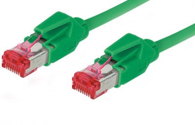 Patchkabel, Cat. 6, S/FTP, PiMF, halogenfrei, 600MHz, Hirose-Stecker, grün, 7m, Good Connections®