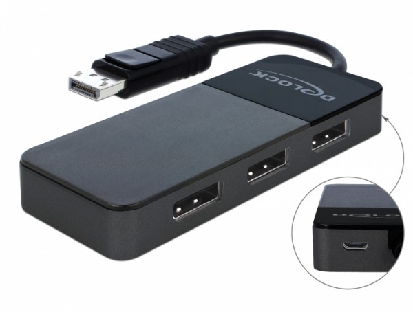 DisplayPort 1.4 Splitter, 1x DisplayPort in an 3x DisplayPort out, Delock® [87737]