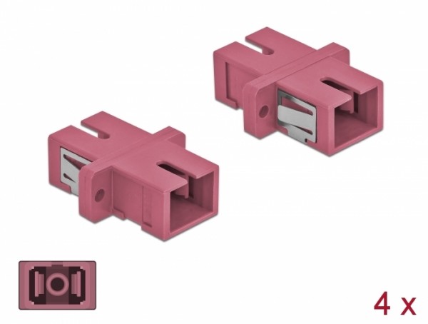 LWL Kupplung SC Simplex Buchse zu SC Simplex Buchse Multimode 4 Stück violett, Delock® [85995]