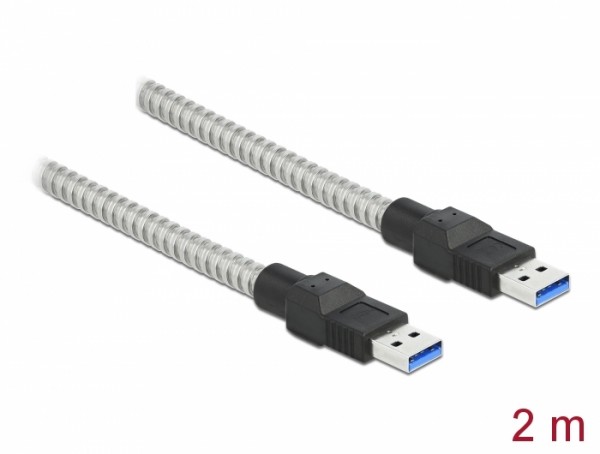 USB 3.2 Gen 1 Kabel Typ-A Stecker zu Typ-A Stecker mit Metallmantel 2 m, Delock® [86776]