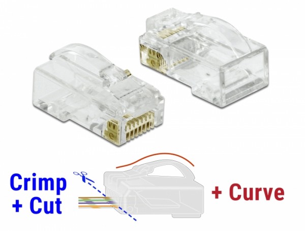 RJ45 Crimp+Cut+Curve Stecker Cat.6 UTP 20 Stück, Delock® [86473]