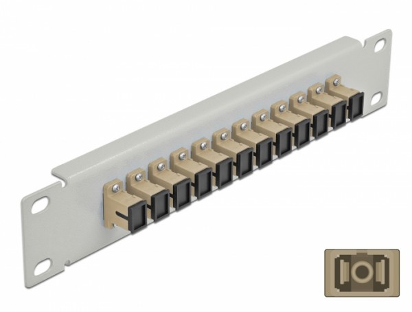 10" LWL Patchpanel 12 Port SC Simplex beige 1 HE grau, Delock® [66783]