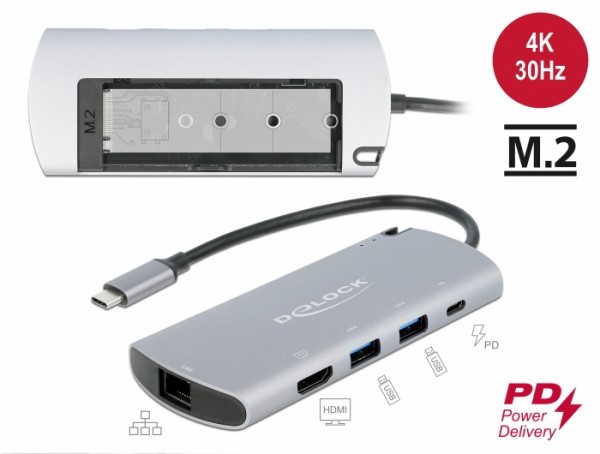 USB Type-C™ Dockingstation mit M.2 Slot - 4K HDMI / USB / LAN / PD 3.0, Delock® [87767]