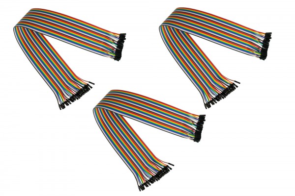 kabelmeister® Jumper Wire 40-Pin trennbare Adern für Arduino, Raspberry Pi etc., Buchse an Buchse, 3er-Set, 20cm