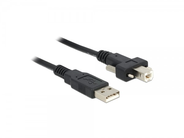 Anschlusskabel USB 2.0 Stecker A an Stecker B mit Schrauben, schwarz, 2m, Delock® [83595]